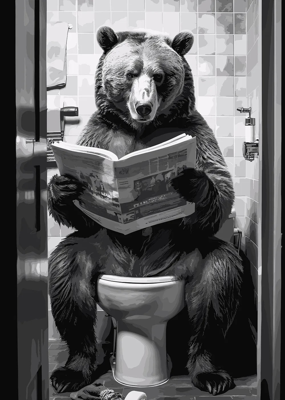 Bear on the Toilet metal poster artwork
